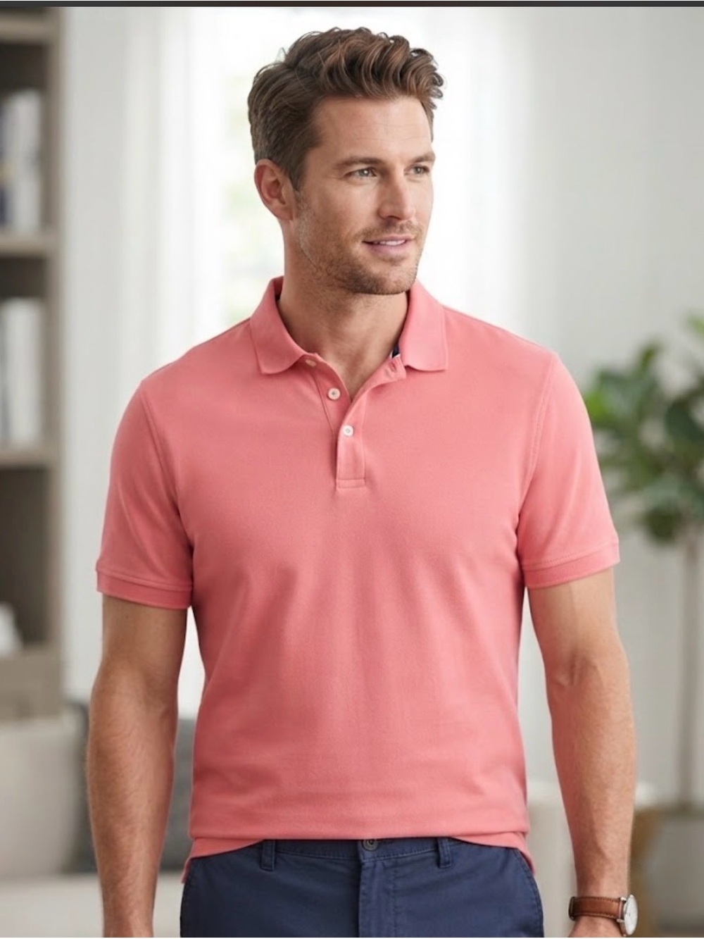 Club Room Coral Polo Shirt Size Large